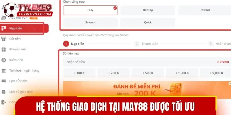 Hệ thống giao dịch tại MAY88 được tối ưu